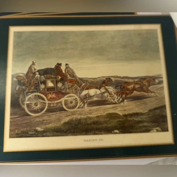 PIMPERNEL Fox Hunting Cork PlaceMats Vintage JF Herring Set Of 4 made in England - Picture 2 of 6